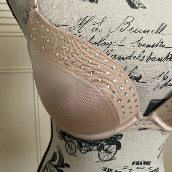 Aerie limited edition rhinestone push up bra beige nude 34C - Picture 3 of 16